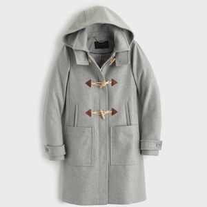 J Crew Wool Melton Toggle Hooded Duffle Coat Light Heather Gray Grey SZ 6